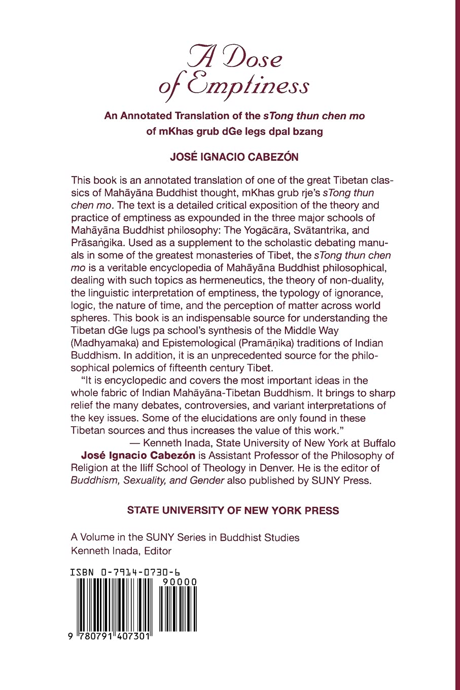 A Dose of Emptiness : An Annotated Translation of the sTong Thun Chen mo of mKhas Grub dGe legs dpal bzang