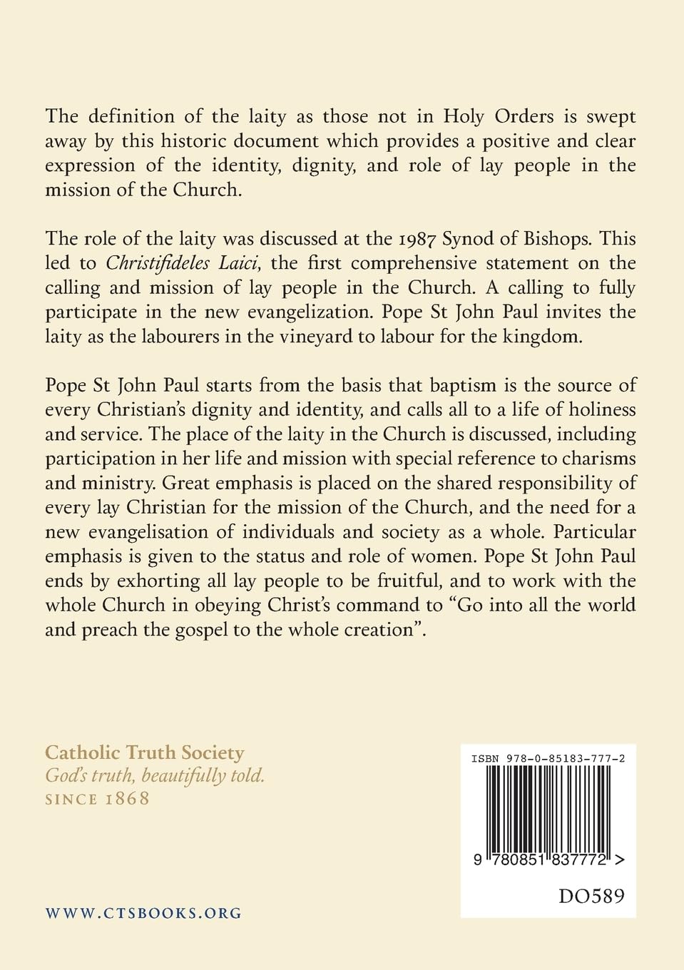 Christifideles Laici: Apostolic Exhortation Vocation and Mission of the Lay Faithful (Vatican Documents)