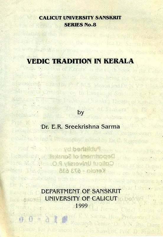 Vedic Tradition in Kerala (An Old and Rare Book)