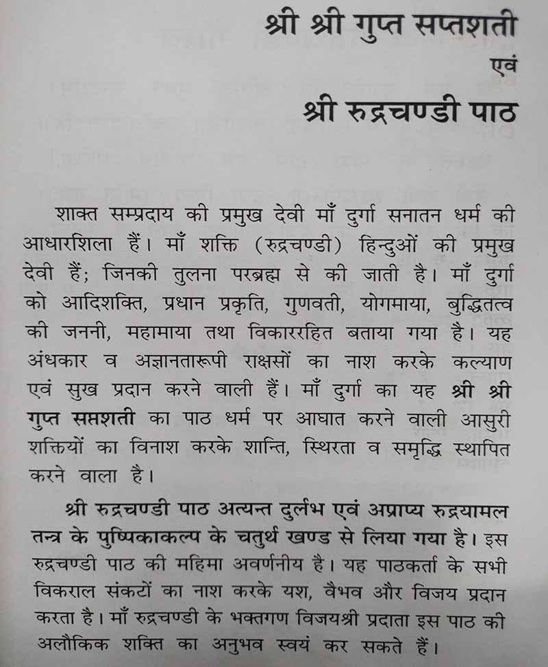 श्री श्री गुप्त सप्तशती एवं रुद्र चण्डी पाठ