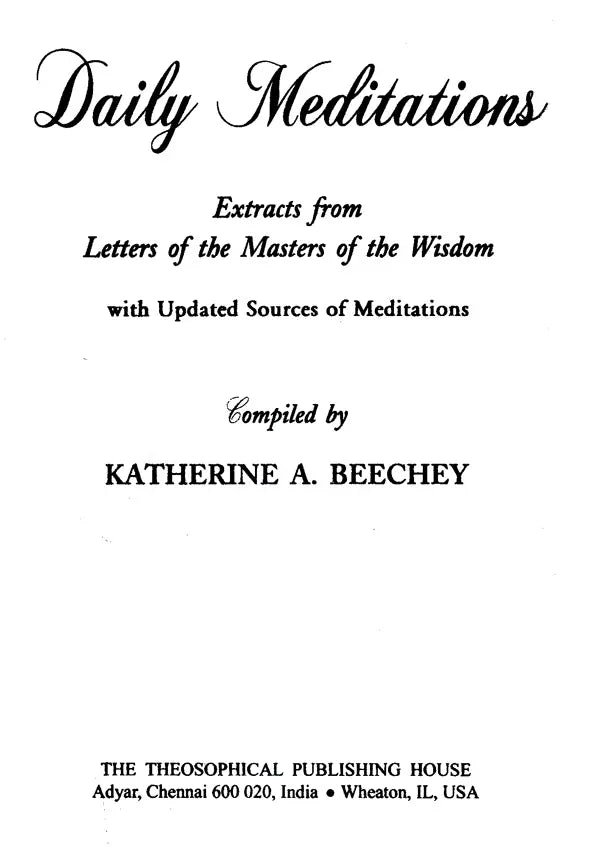 Daily Meditations-Extracts from Letters of the Masters of the Wisdom