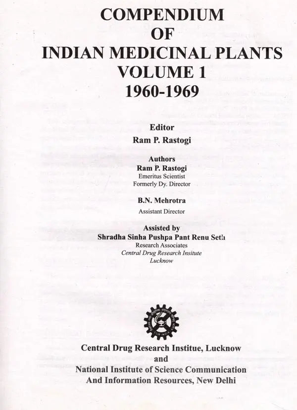 Compendium of Indian Medicinal Plants 1960-1969 in Volume 1 (Used)