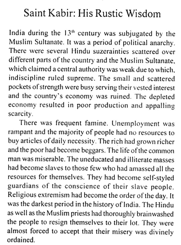 Saint Kabir (His Rustic Wisdom)