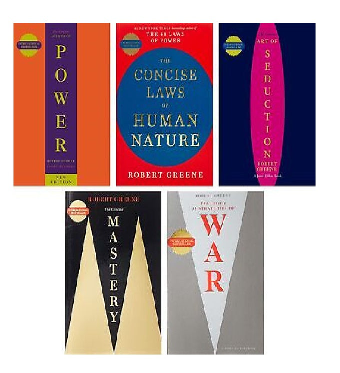 Robert Greene Top 5 Books (Boxset) Paperback- (The Art of Seduction, Mastery, The Concise 48 Laws of Power, The Laws of Human Nature,The 33 Strategies of War)