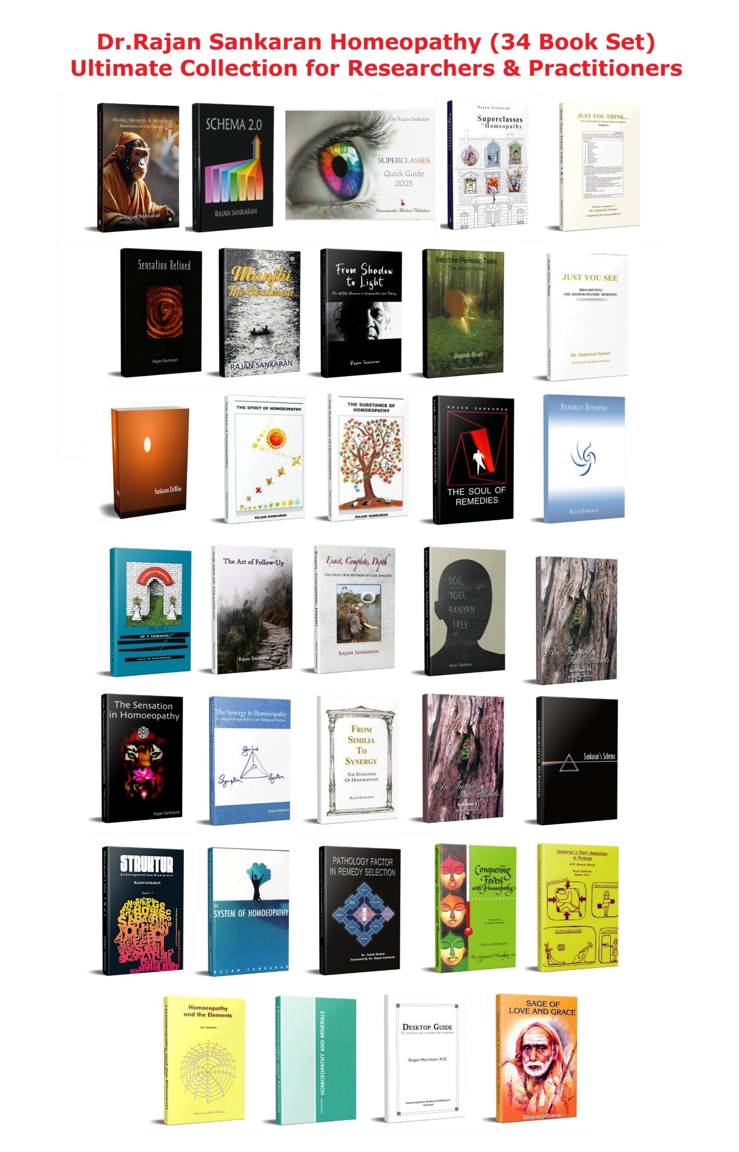 Dr.Rajan Sankaran Homeopathy Book Set (34 Books) Ultimate Collection for Researchers & Practitioners