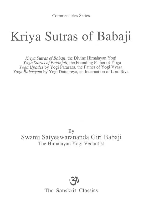 Kriya Sutras of Babaji