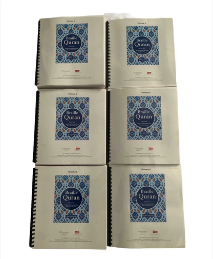 Braille Quran-QURAN-E-MAJEED (Braille) Braille Quran- Arabic (6 Volume Set) Spiral Bound