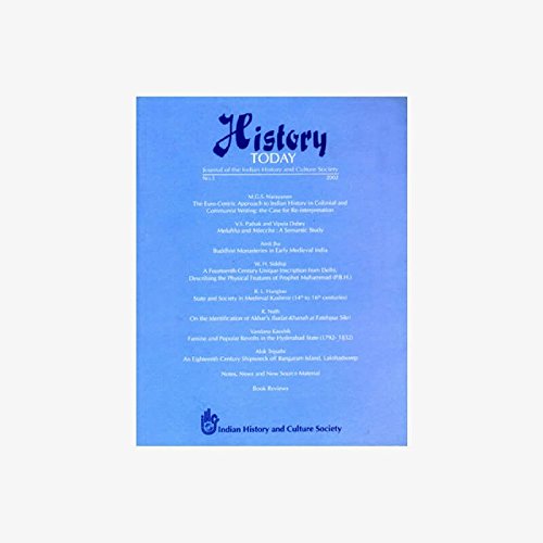 History Today (Vol. 3: 2002) Â Journal of the Indian History and Culture Society [Paperback] Vandana Kaushik
