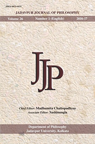 Jadavpur Journal of Philosophy Vol. 26 (no. 1) [Paperback] [Jan 01, 2017] Madhumita Chattopadhyay and Sashinungla Madhumita Chattopadhyay Sashinungla