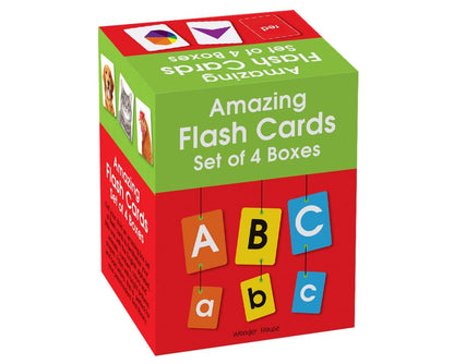 Amazing Flash Cards Set Of 4 Boxes: Early Development OF Preschool Toddler (220 Cards, Alphabet, Number, Animals, Colors And Shapes)