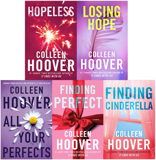 Hopeless Series By Colleen Hoover 5 Books Collection Set (Losing Hope, Finding Cinderella, Hopeless, Finding Perfect & All Your Perfect)