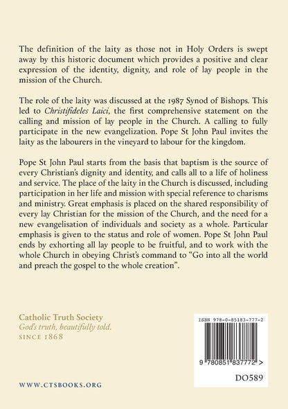 Christifideles Laici: Apostolic Exhortation Vocation and Mission of the Lay Faithful (Vatican Documents)