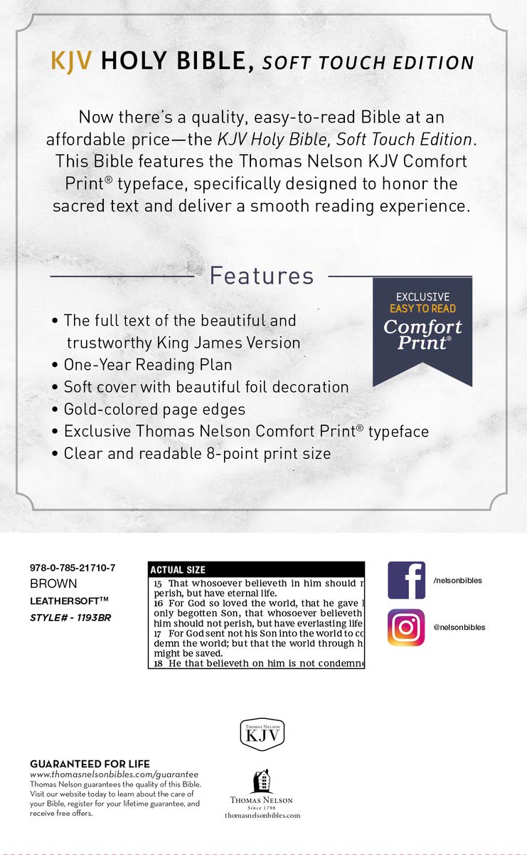 KJV, Holy Bible, Soft Touch Edition, Leathersoft Brown