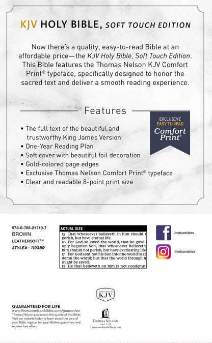 KJV, Holy Bible, Soft Touch Edition, Leathersoft Brown