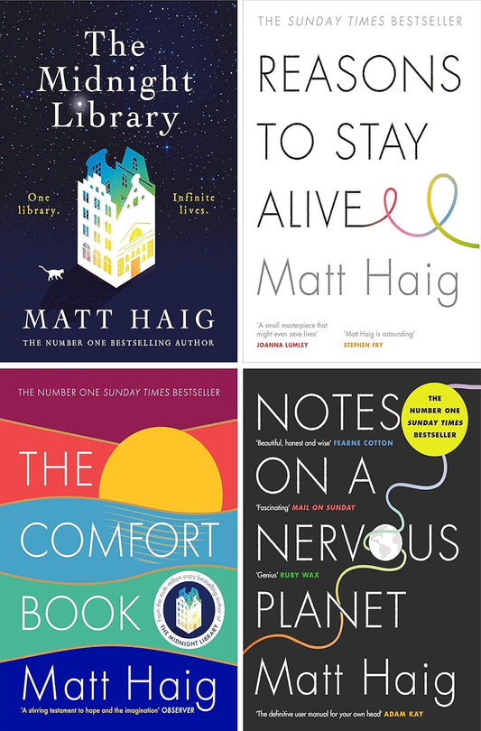Matt Haig 4 Books Collection Set [Notes On A Nervous Planet; Reasons To Stay Alive; The Midnight Library] and The Comfort Book