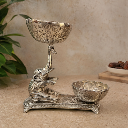 Royal Elephant Dry Fruit Serving Tray with Decorative Bowls for Your Home,Office & Table