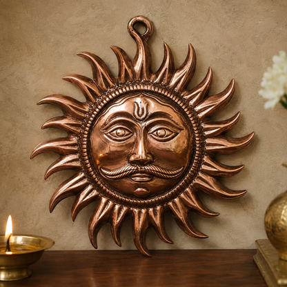 Brass Sun Face Wall Hanging | Surya Dev Decorative Metal Idol