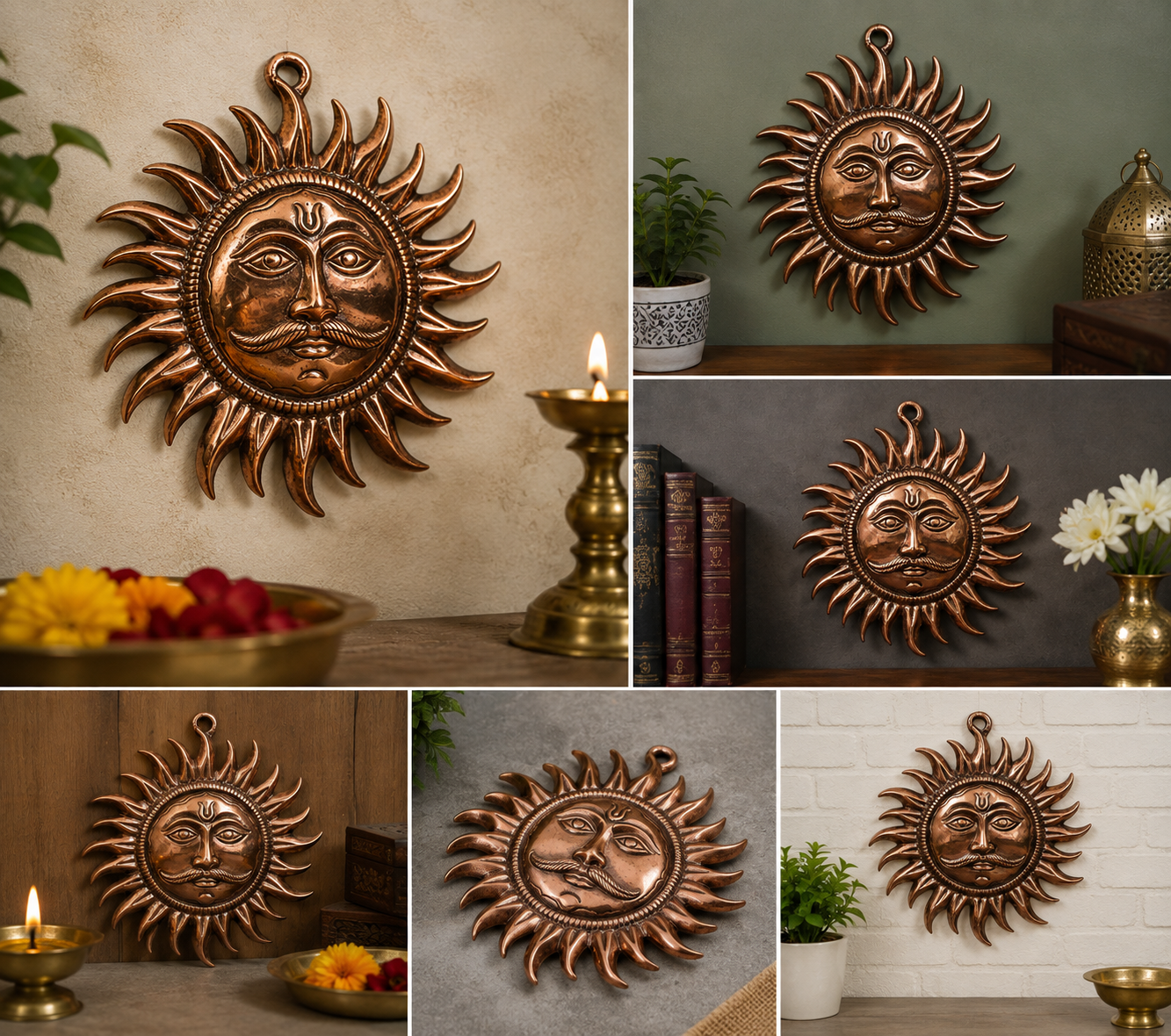 Brass Sun Face Wall Hanging | Surya Dev Decorative Metal Idol