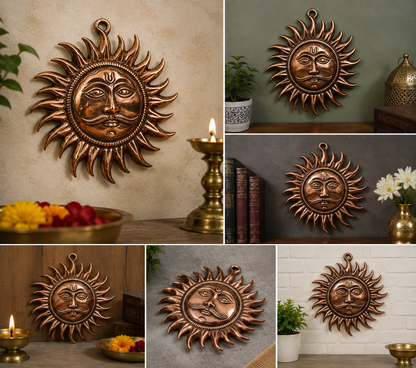 Brass Sun Face Wall Hanging | Surya Dev Decorative Metal Idol