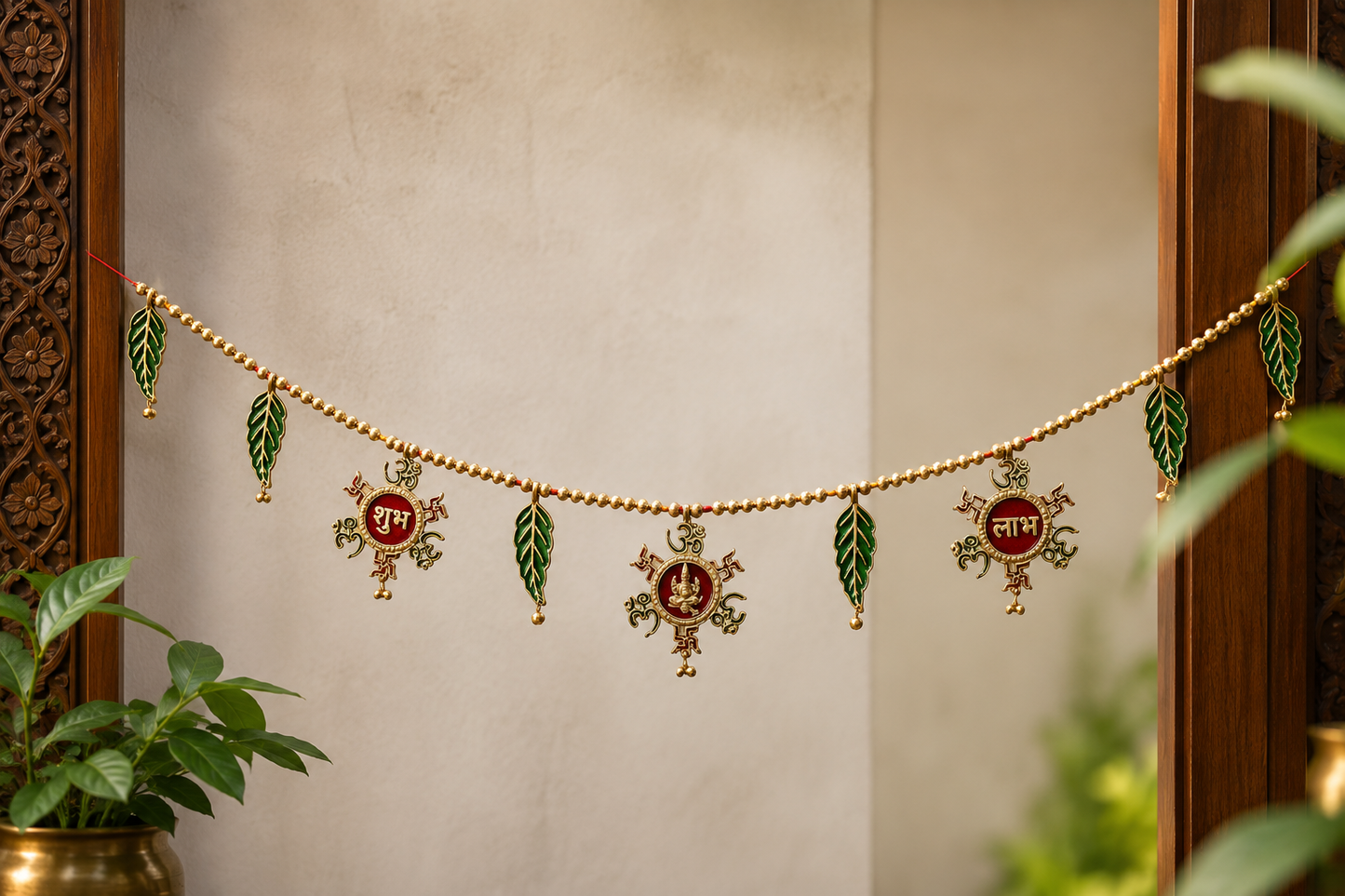 Shubh Labh Ganpati Toran | Traditional Indian Door Hanging & Bandhanwar | Festive Home & Pooja Decor