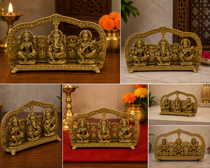 Laxmi Ganesh Saraswati Brass Idol Set | Traditional Decorative Murti