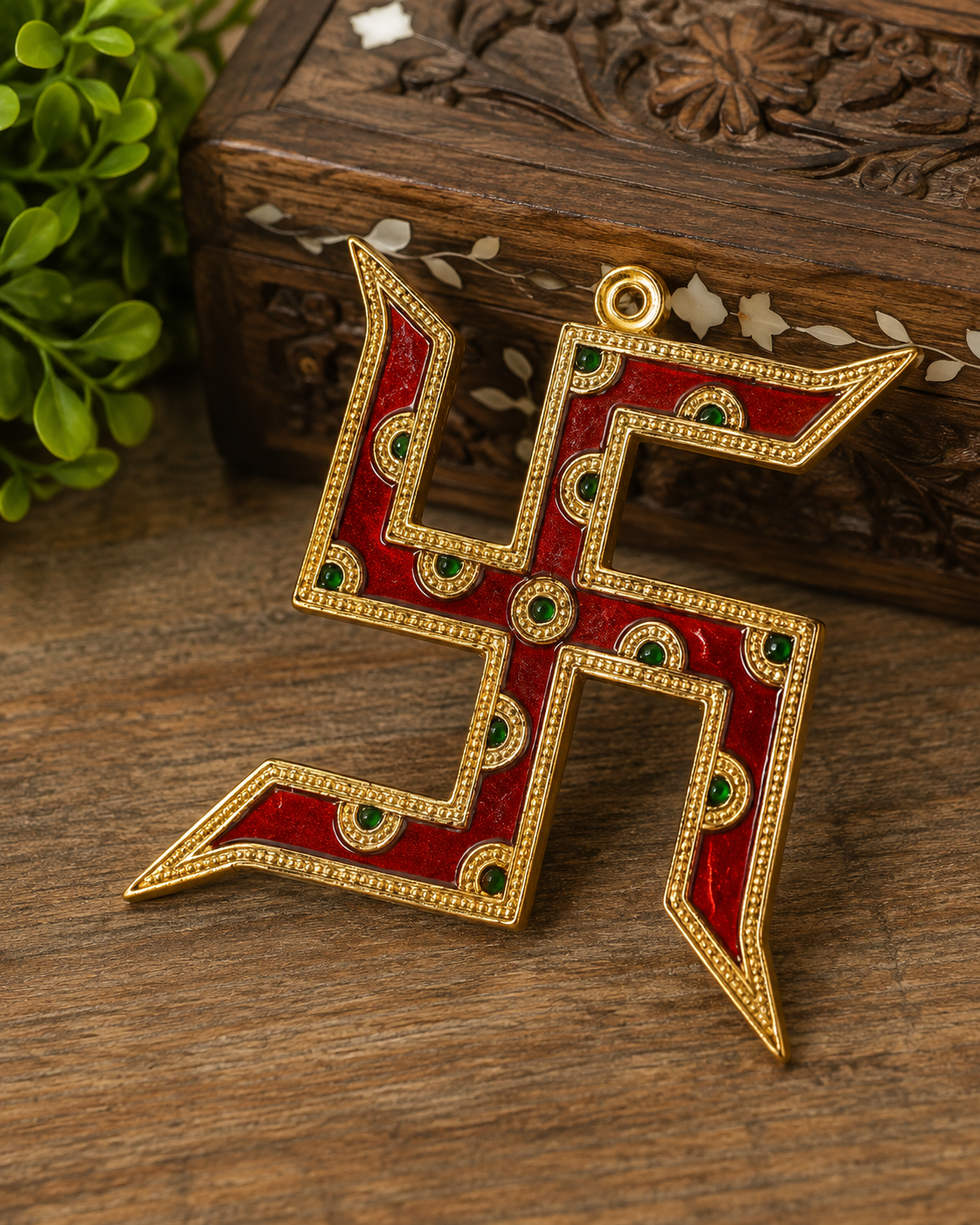 Swastik Door Hanging | Red & Golden Auspicious Wall Decor for Main Door & Home Entrance