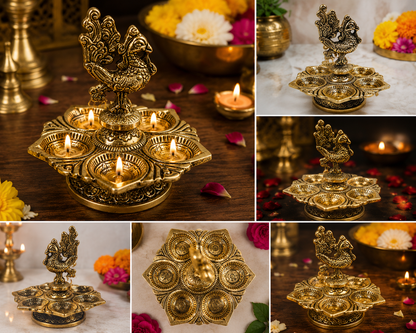 Annapakshi 5 Face Diya | Traditional Brass Oil Lamp | Decorative Pooja Deepam