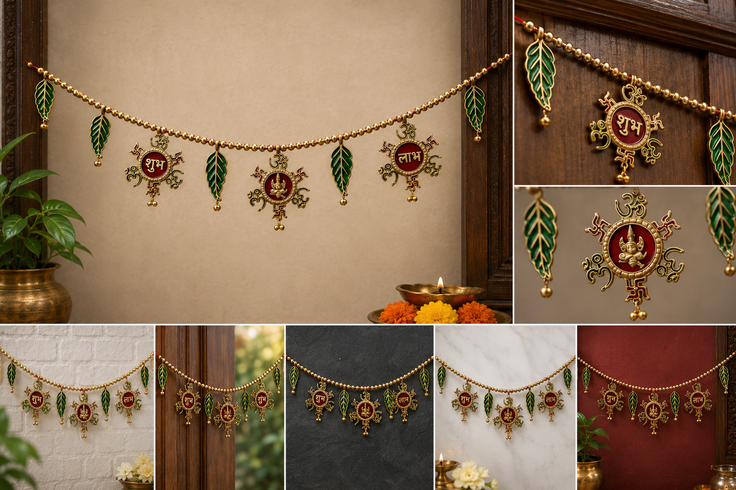 Shubh Labh Ganpati Toran | Traditional Indian Door Hanging & Bandhanwar | Festive Home & Pooja Decor