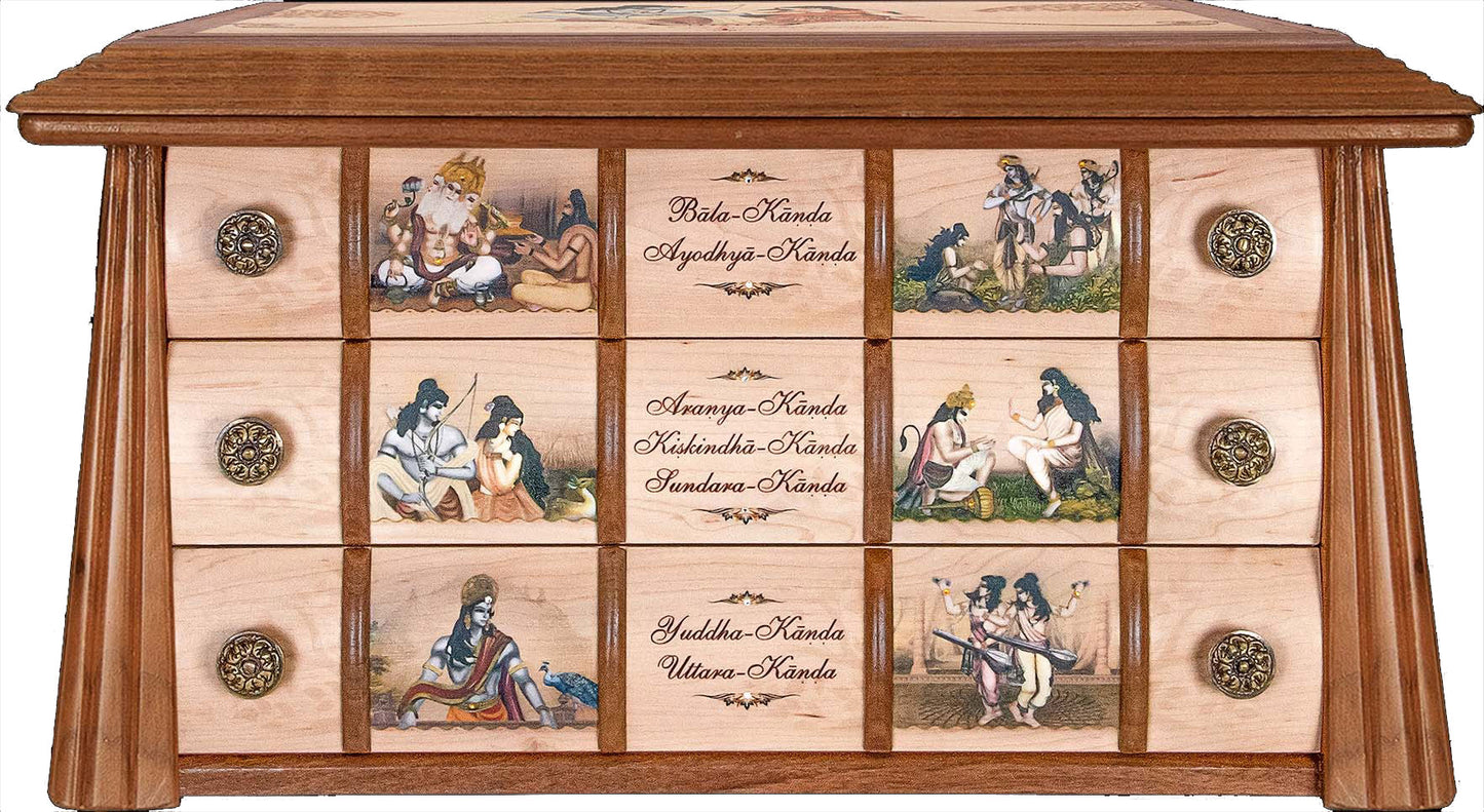 Srimad Valmiki Ramayana (3-Volume Book Set) with Wooden Hut- An Extraordinary Luxury Gift For your Special Ones! (Unveiling Śrīmad-Vālmīki-Rāmāyaṇa)