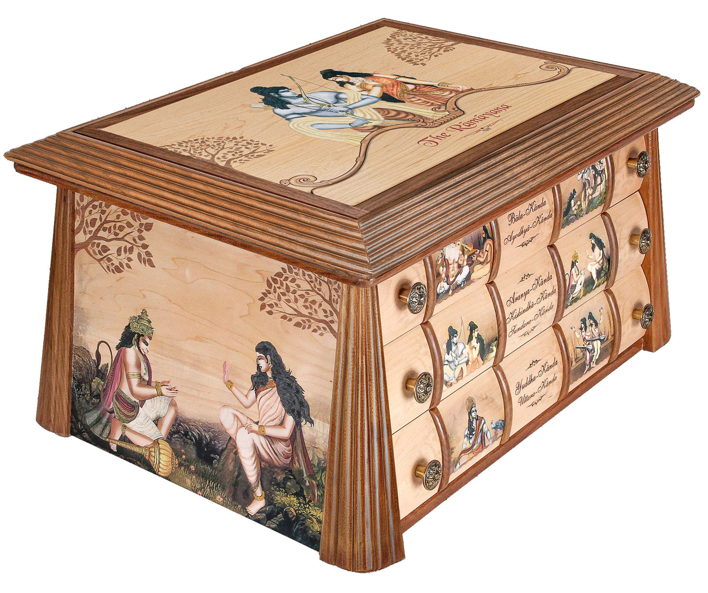 Srimad Valmiki Ramayana (3-Volume Book Set) with Wooden Hut- An Extraordinary Luxury Gift For your Special Ones! (Unveiling Śrīmad-Vālmīki-Rāmāyaṇa)