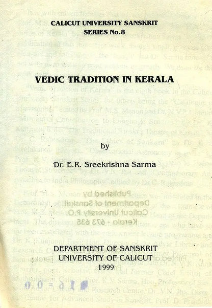 Vedic Tradition in Kerala (An Old and Rare Book)