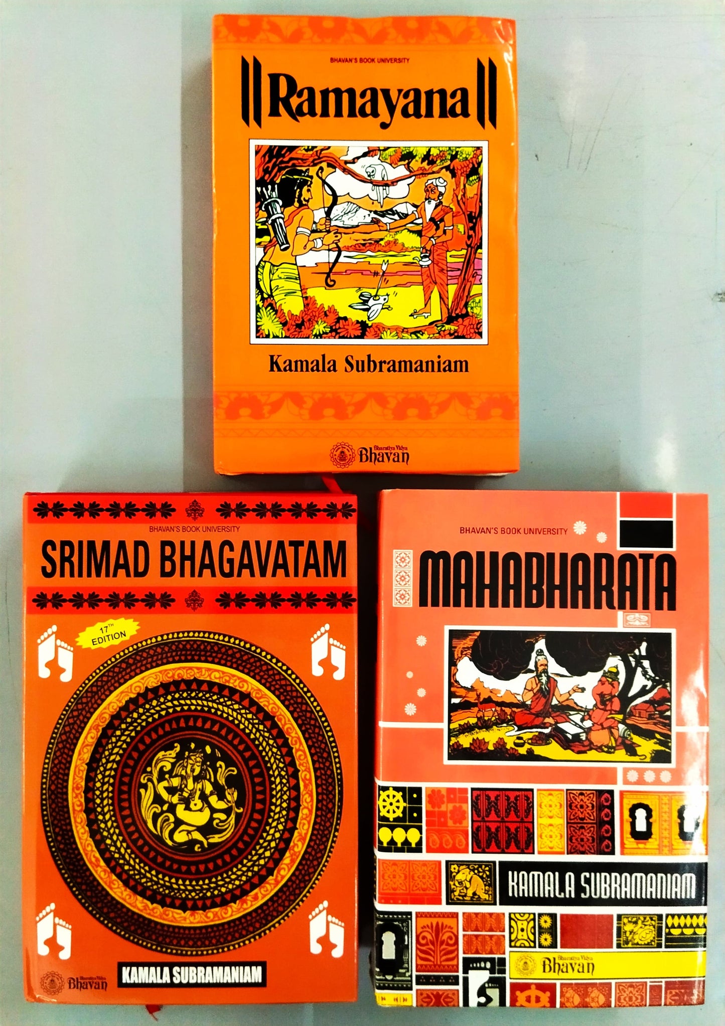 Kamala Subramaniam's Top 3 Books Set: Srimad Bhagavatam, Ramayana, and Mahabharata (Hardcover)