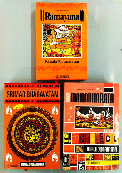 Kamala Subramaniam's Top 3 Books Set: Srimad Bhagavatam, Ramayana, and Mahabharata (Hardcover)