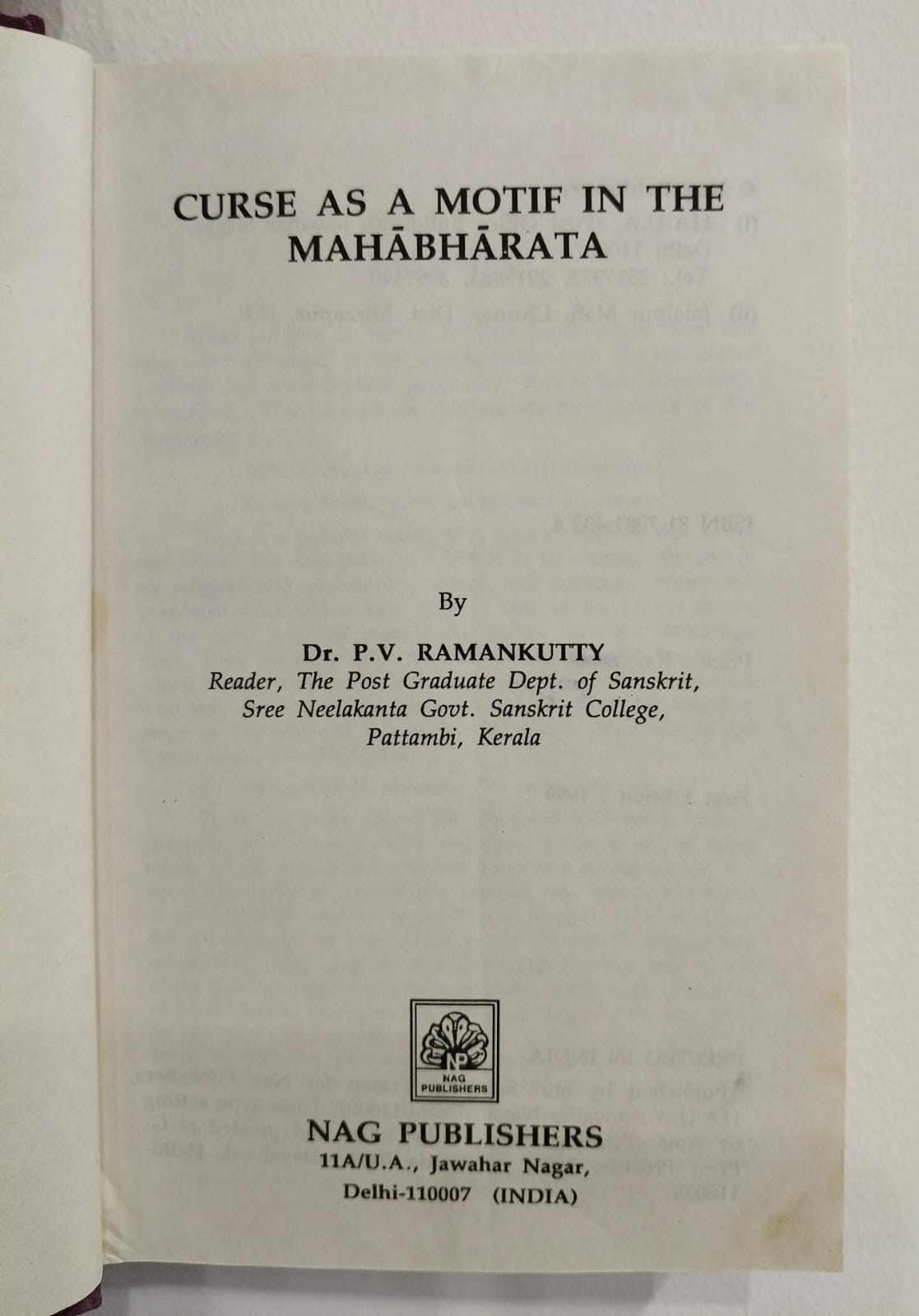 Curse as Motif in the Mahabharata (Used)