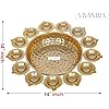 VIVANTRA Diya Shape Decorative Indian Urli Bowl-Home Metal Handcrafted Floating Flowers,Tea Light Candles Home,Office,Table Decor, Diwali Decoration Item (14") + Laxmi Ganesh Photo Frame