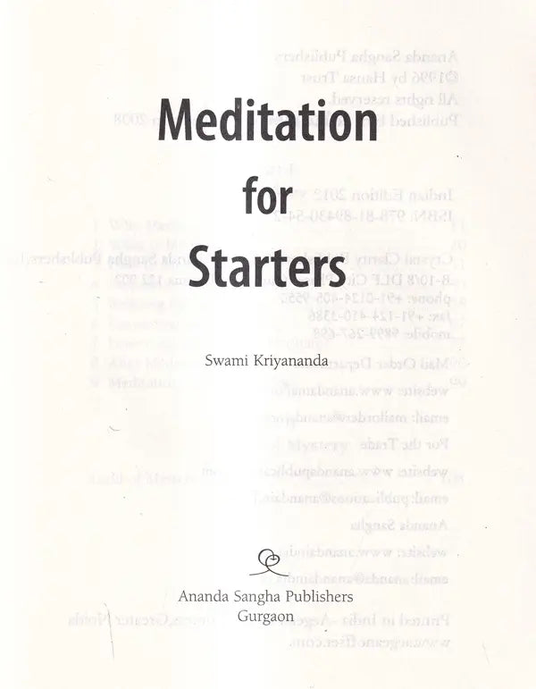 Meditation for Starters (Includes A 60- Minute CD with Meditation Instruction)