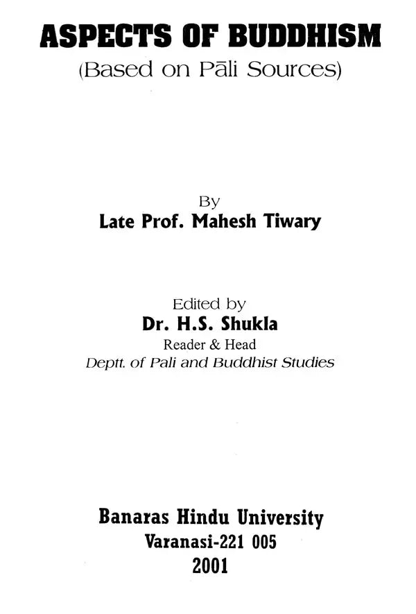 Aspects of Buddhism: Based on Pali Sources