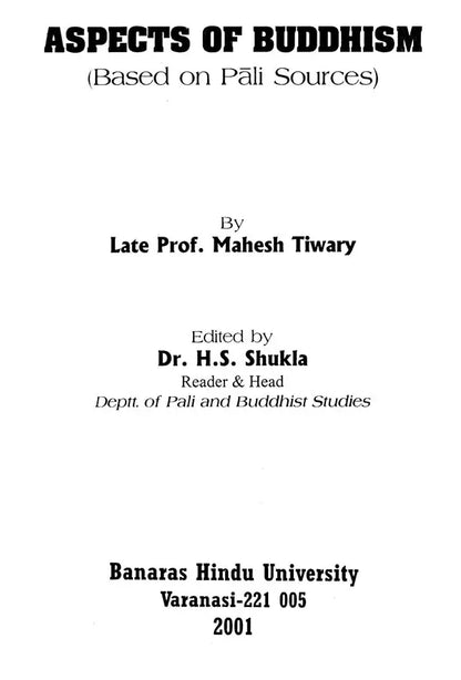 Aspects of Buddhism: Based on Pali Sources