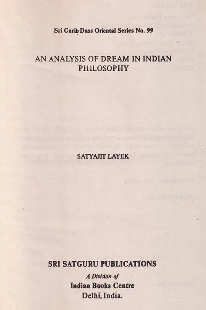 An Analysis of Dream in Indian Philosophy