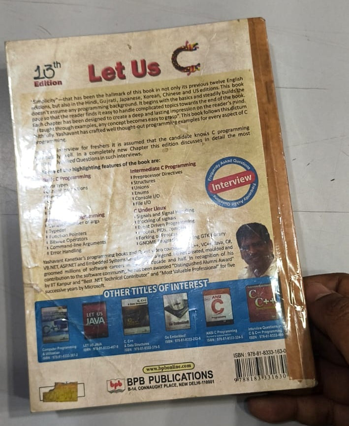 Let Us C By Kanetkar Yashavant 13th edtion Year 2013-Used