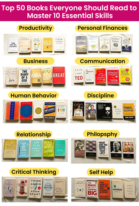Top 50 Books Set Combo - Everyone Should Read to Master 10 Essential Skills