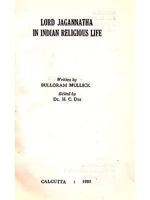 Lord Jagannatha in Indian Religious Life (An Old and Rare Book)