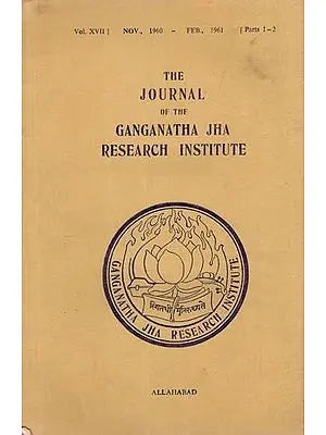 The Journal of the Ganganatha Jha Research Institute: Nov., 1960-Feb., 1961, Parts 1-2 (An Old and Rare Book)