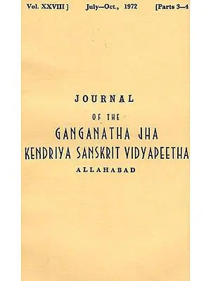 Journal of The Ganganatha Jha Kendriya Sanskrit Vidyapeetha in Vol-28 Part 3-4 (An Old & Rare Book)